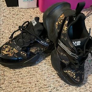 Authentic Versace Jeans men’s Collection Black and Gold Sneakers